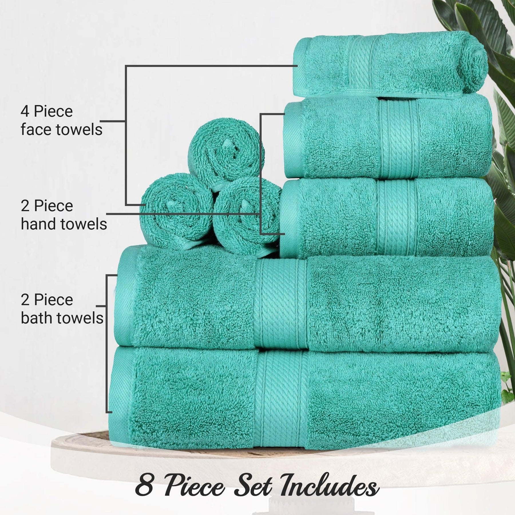 Egyptian Cotton Heavyweight 8 Piece Towel Set
