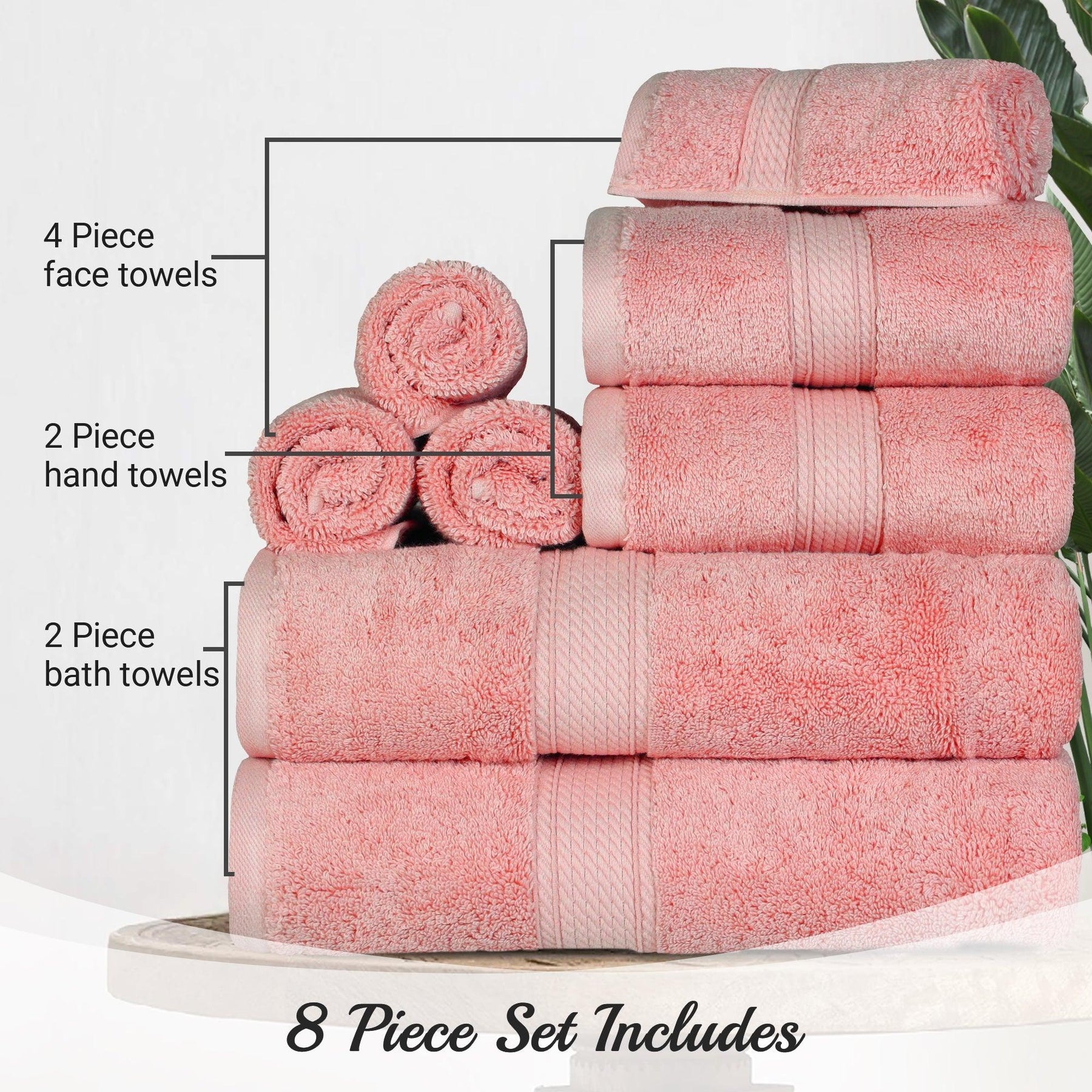 Egyptian Cotton Heavyweight 8 Piece Towel Set