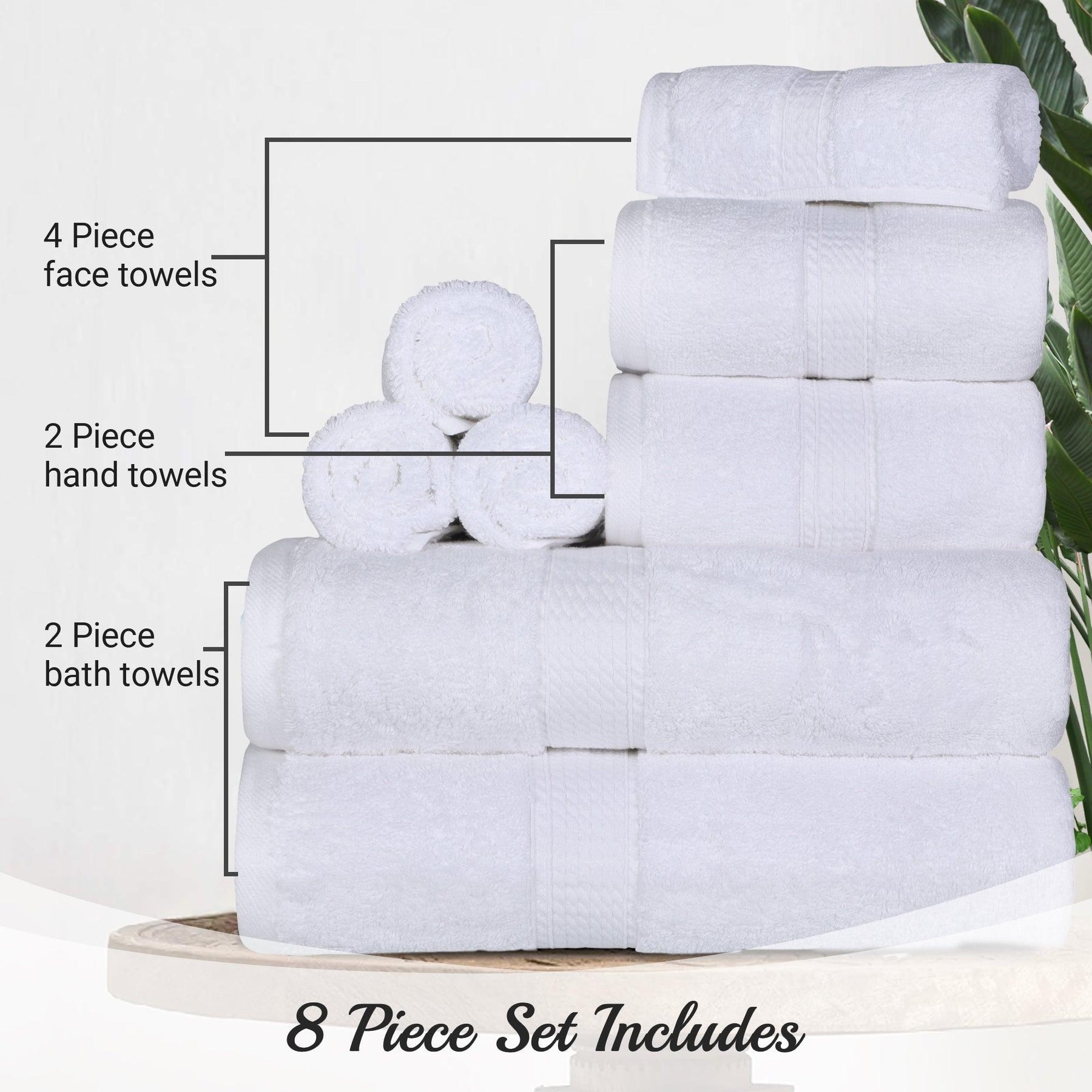 Egyptian Cotton Heavyweight 8 Piece Towel Set