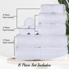Egyptian Cotton Heavyweight 8 Piece Towel Set -White