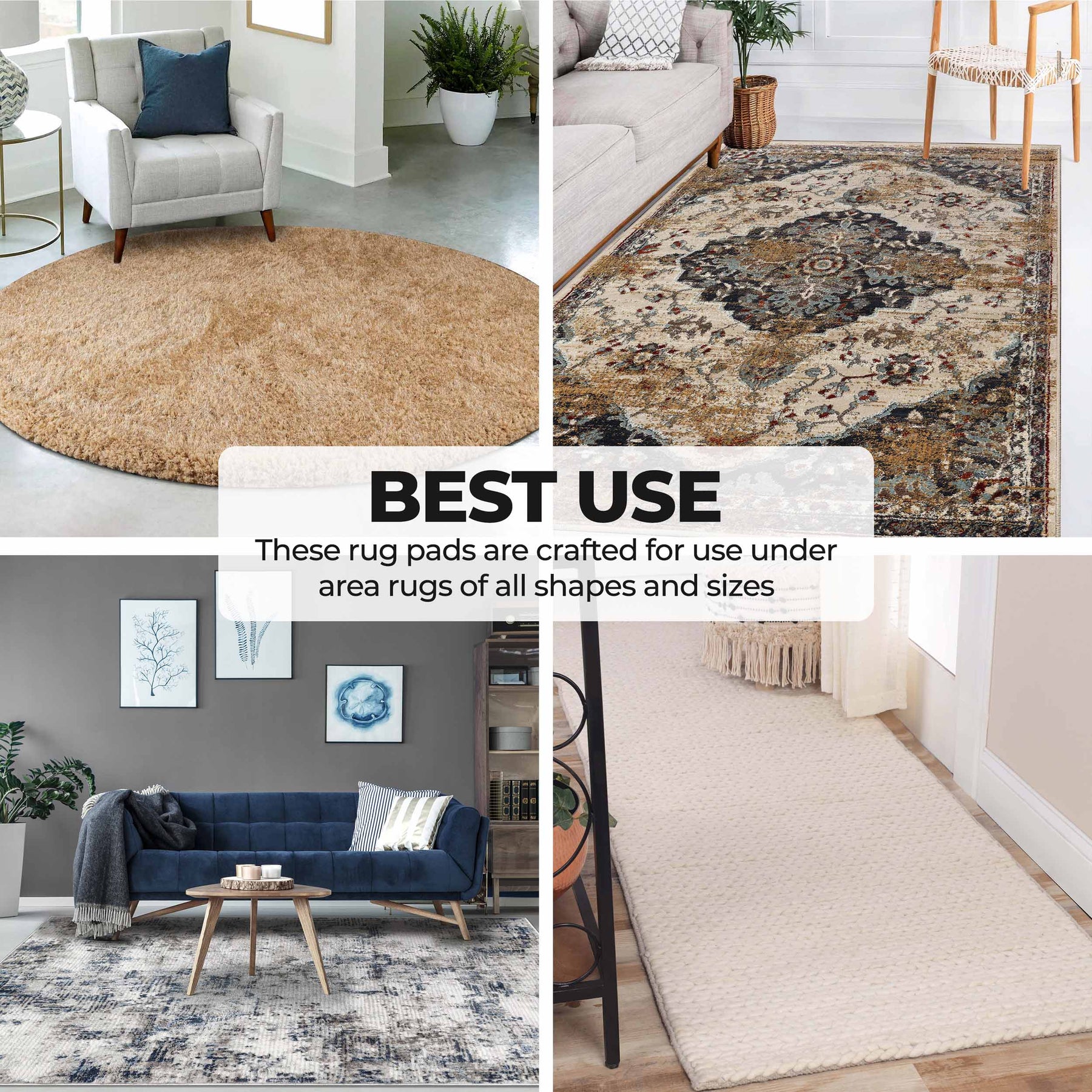 Slip-Stop Premium Low Profile Non-Slip Rug Pad for Area Rugs and Runner  Rugs, USA-Made Gripper Rug Pad Keeps Rugs in Place On Carpet and Hardwood
