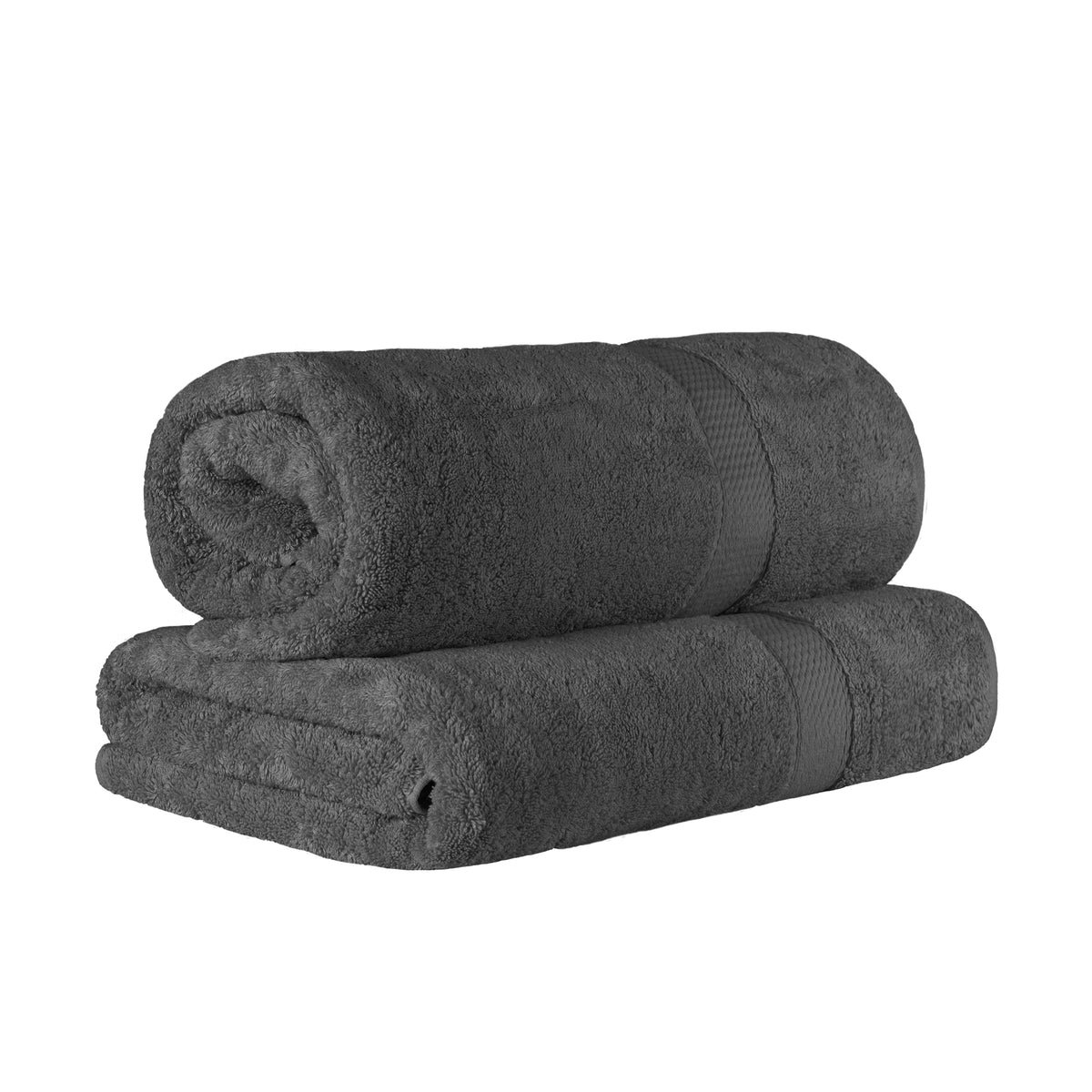 Egyptian Cotton Highly Absorbent 2 Piece Ultra-Plush Solid Bath Sheet Set - Charcoal