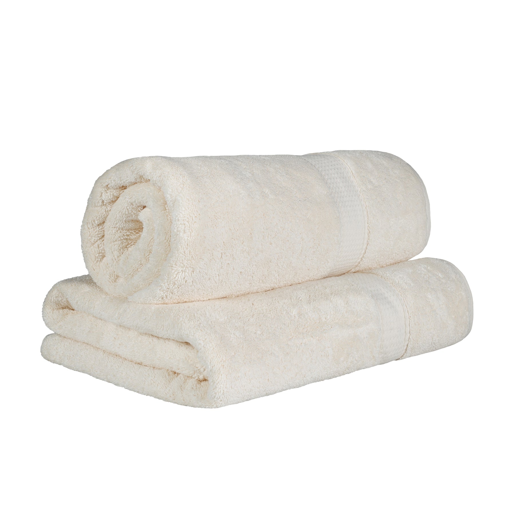 Egyptian Cotton Highly Absorbent 2 Piece Ultra-Plush Solid Bath Sheet Set - Cream