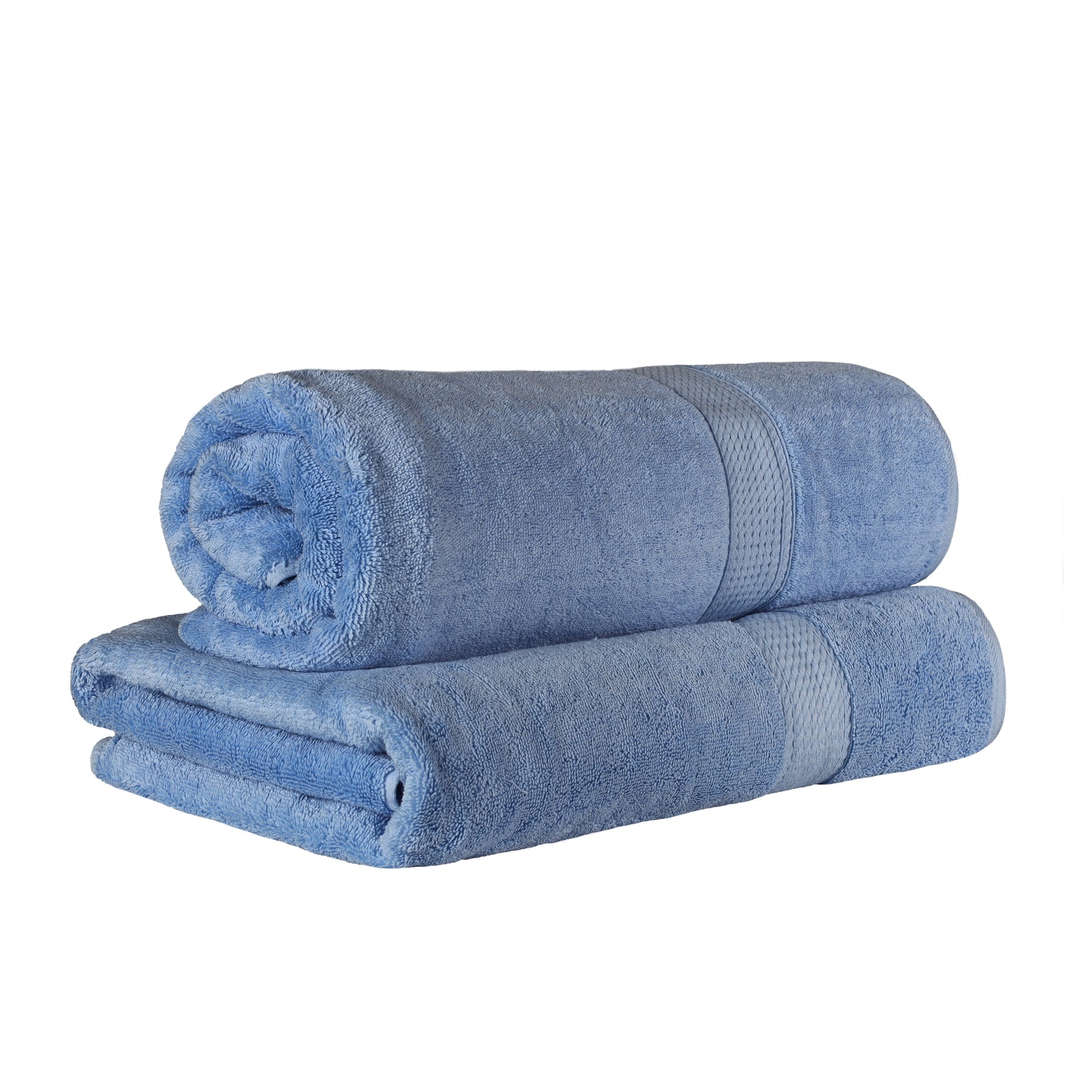 Egyptian Cotton Highly Absorbent 2 Piece Ultra-Plush Solid Bath Sheet Set - Denim Blue