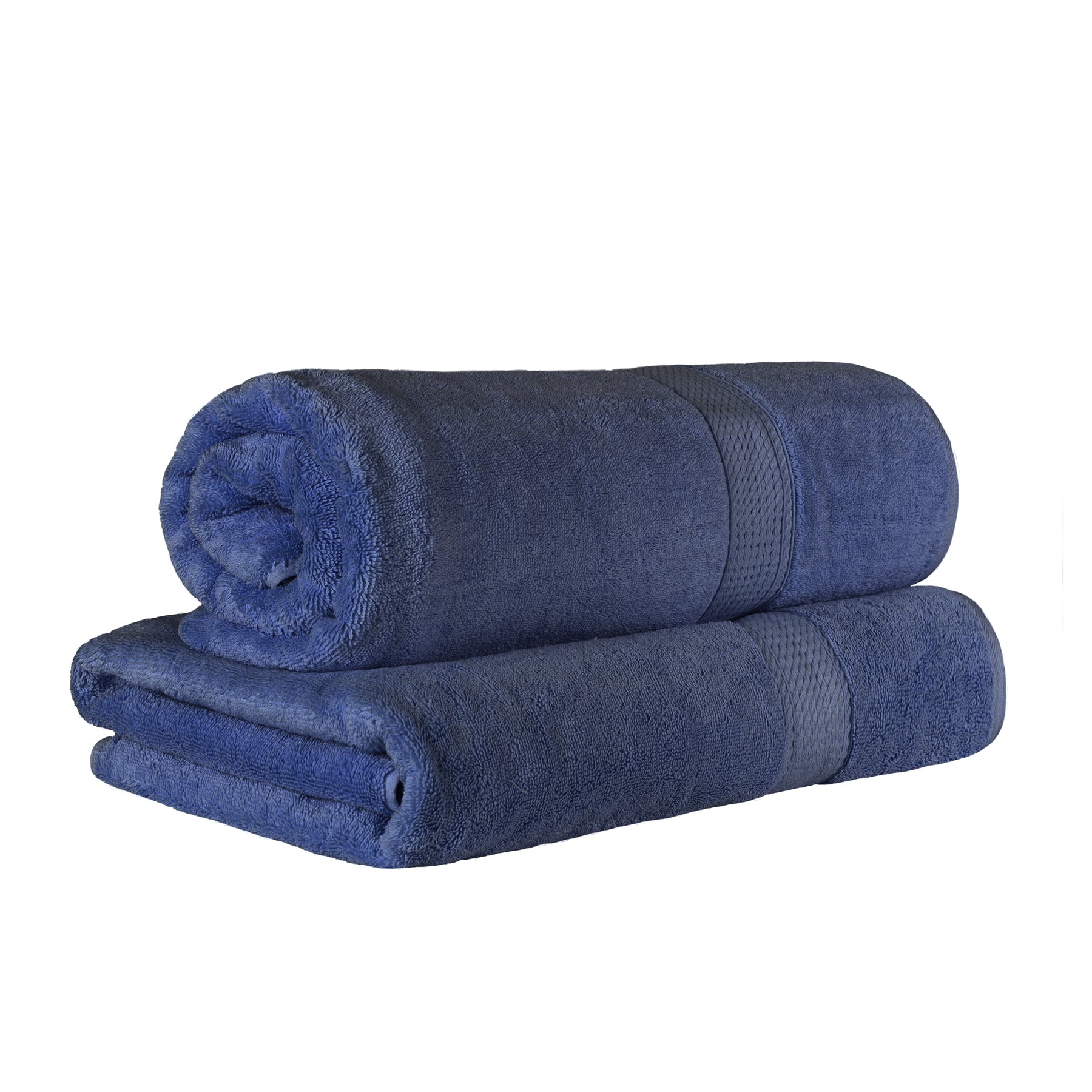 Egyptian Cotton Highly Absorbent 2 Piece Ultra-Plush Solid Bath Sheet Set - Navy Blue