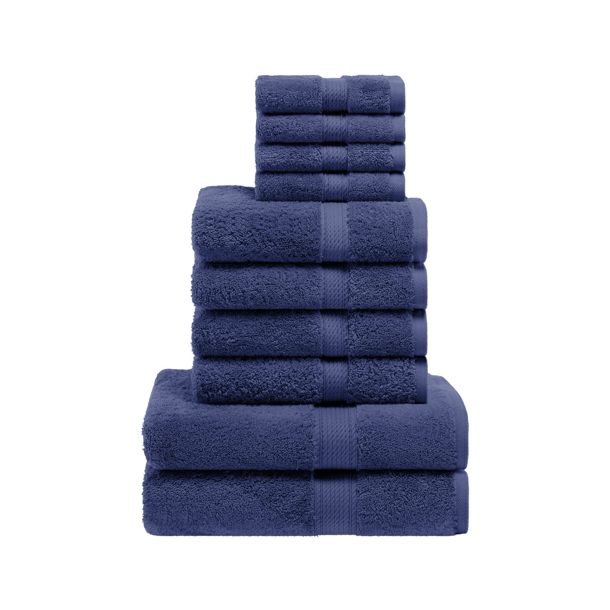 Egyptian Cotton Heavyweight 10 Piece Bath Towel Set - Navy Blue