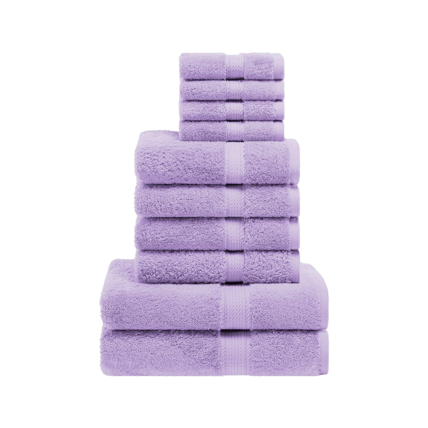 Egyptian Cotton Heavyweight 10 Piece Bath Towel Set - Purple