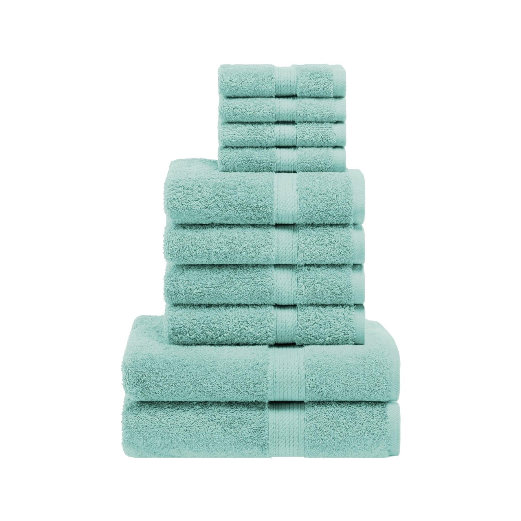 Egyptian Cotton Heavyweight 10 Piece Bath Towel Set - Sea Foam