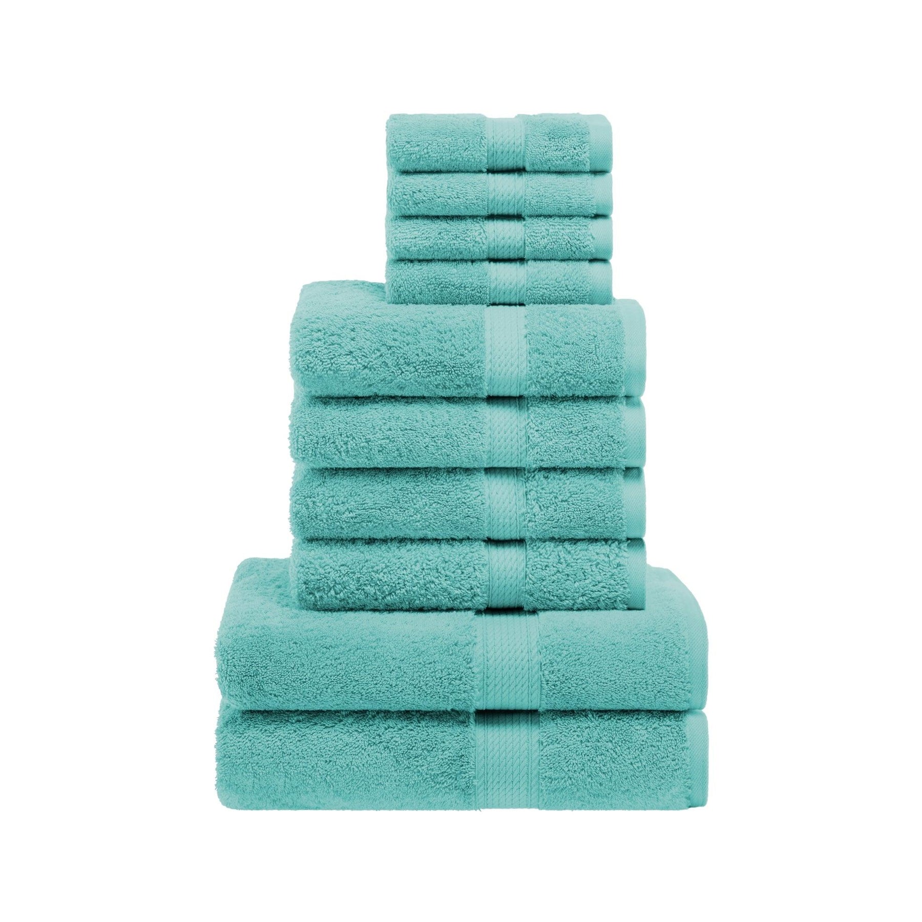 Egyptian Cotton Heavyweight 10 Piece Bath Towel Set - Turquoise