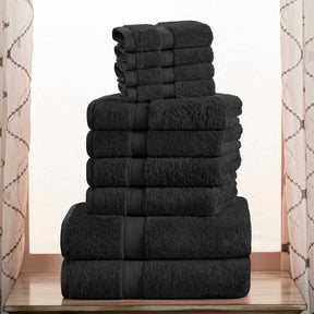 Egyptian Cotton Heavyweight 10 Piece Bath Towel Set - Black