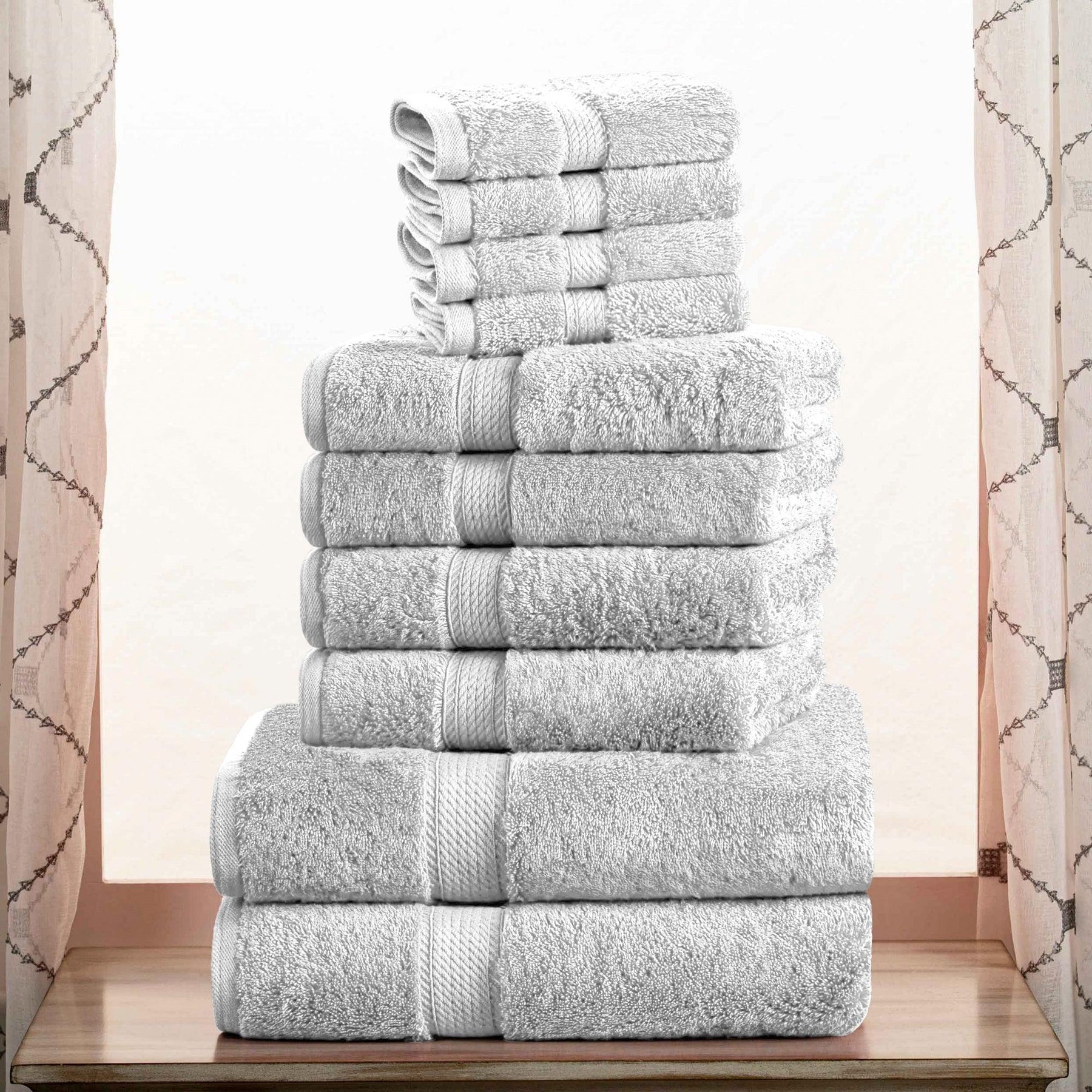 Egyptian Cotton Heavyweight 10 Piece Bath Towel Set - Silver