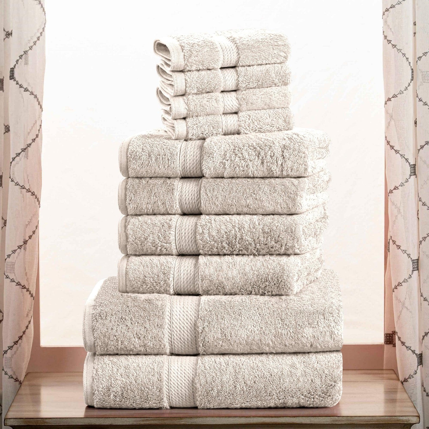 Egyptian Cotton Heavyweight 10 Piece Bath Towel Set - Stone