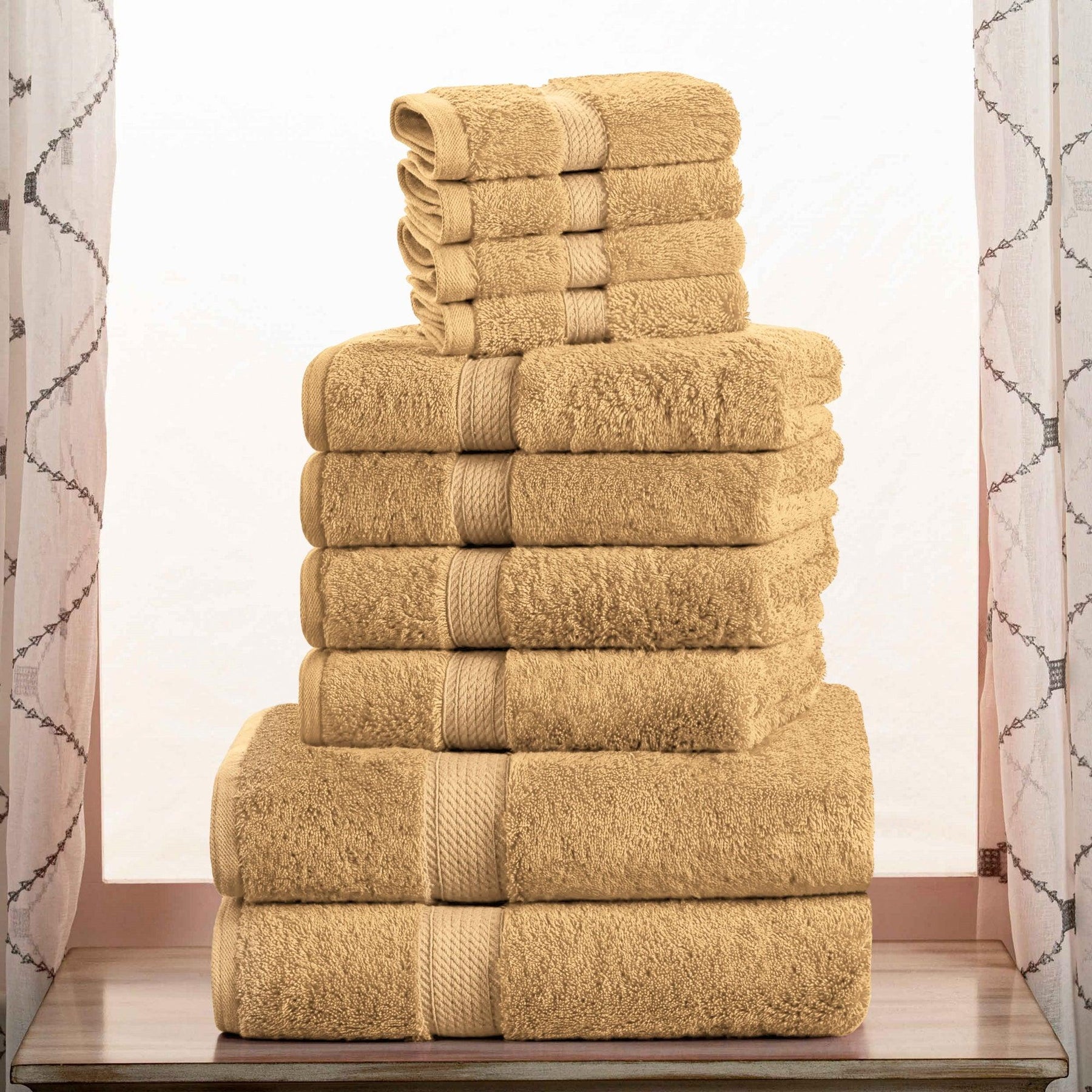 Egyptian Cotton Heavyweight 10 Piece Bath Towel Set - Toast