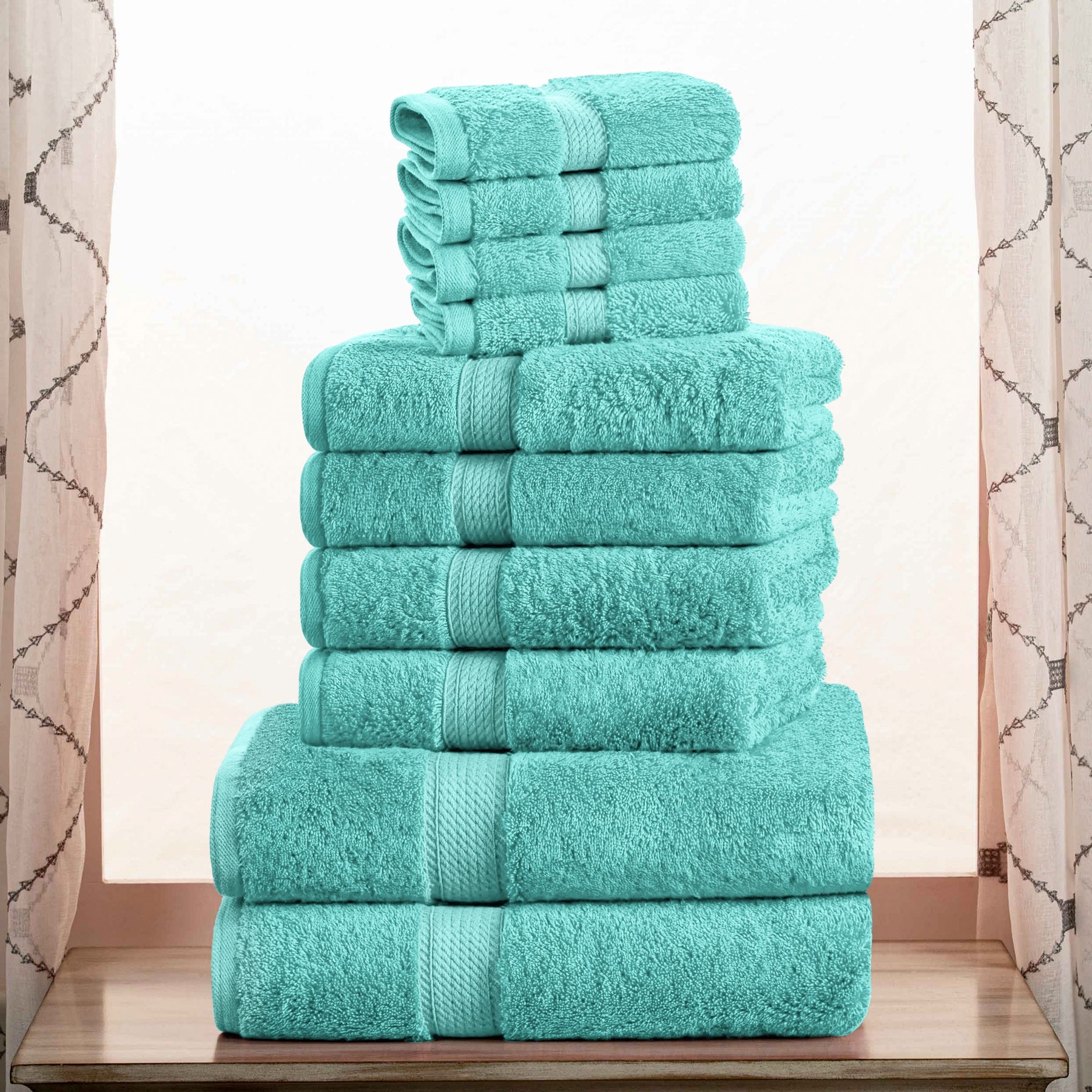Egyptian Cotton Heavyweight 10 Piece Bath Towel Set - Turquoise