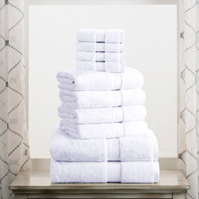 Egyptian Cotton Heavyweight 10 Piece Bath Towel Set - White
