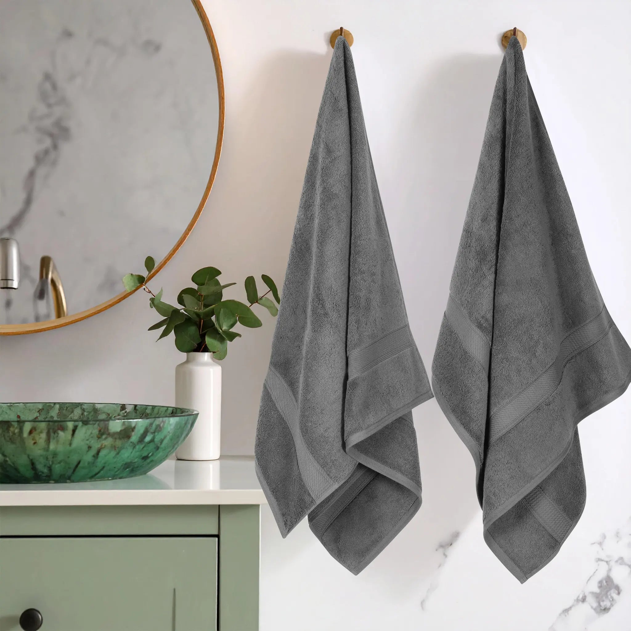 Madison Egyptian Cotton Plush Thick Absorbent Bath Towel Set of 2