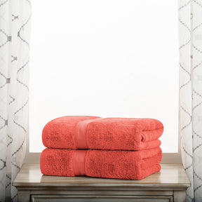 Egyptian Cotton Heavyweight 2 Piece Bath Towel Set - Coral