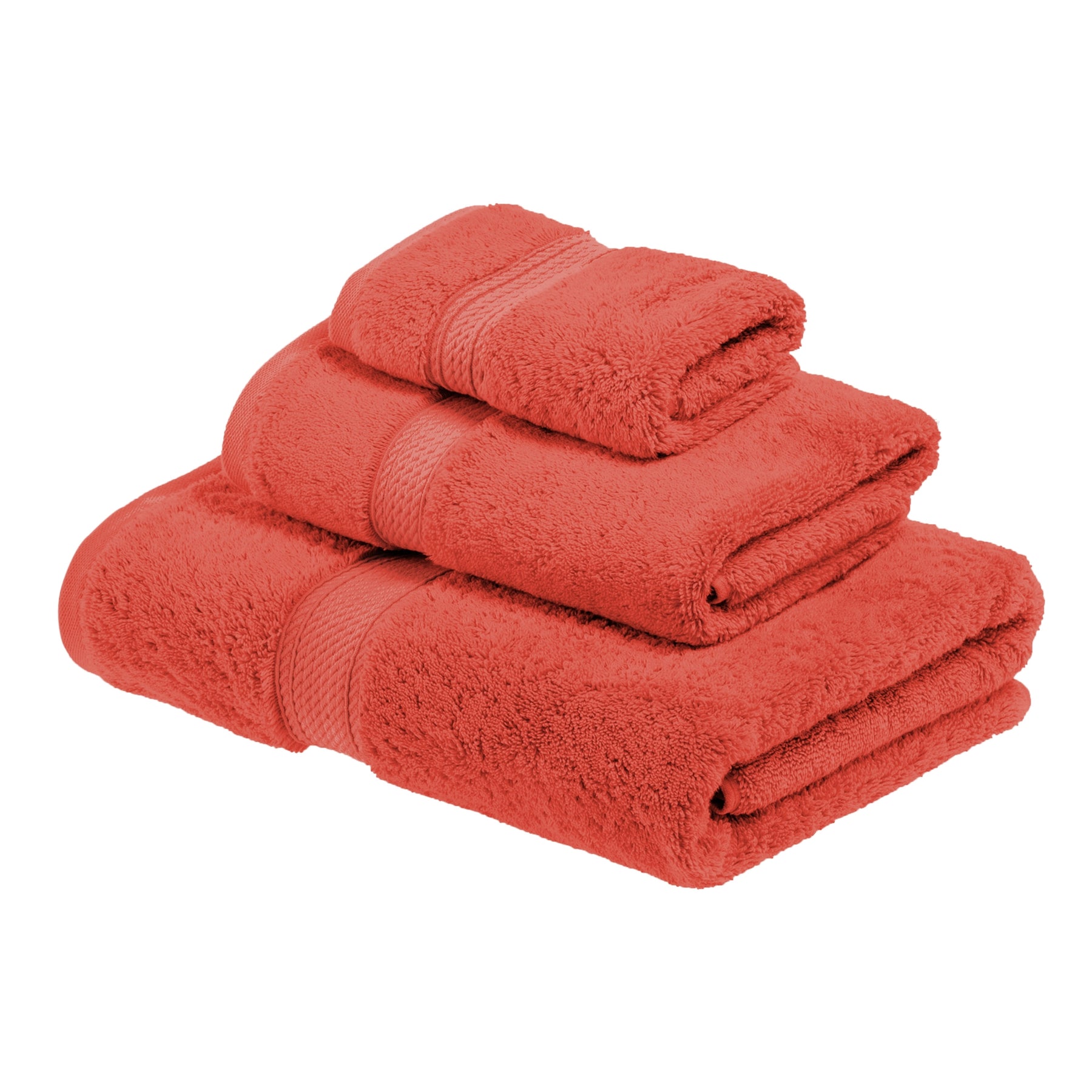 Egyptian Cotton Heavyweight 3 Piece Bath Towel Set - Coral