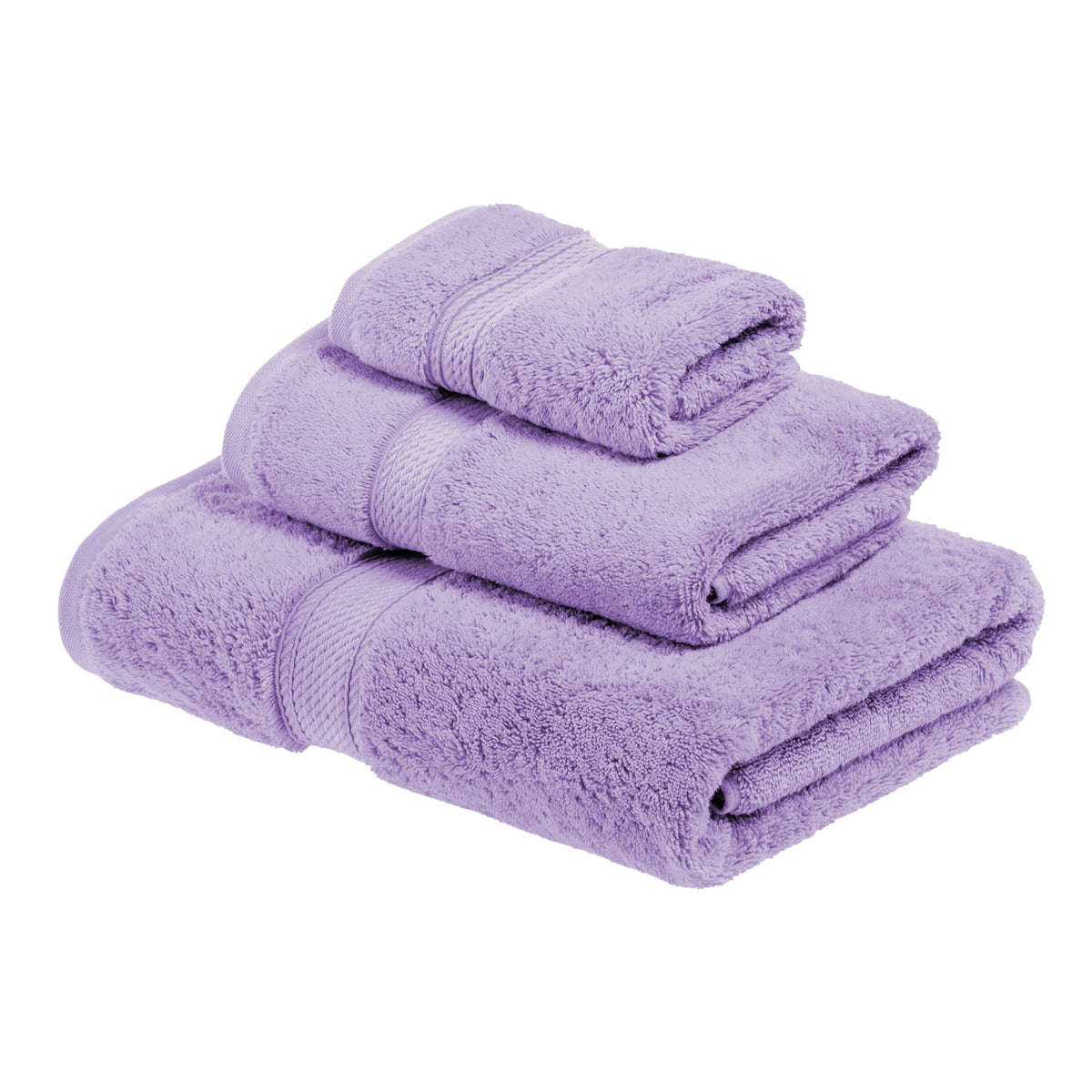 Egyptian Cotton Heavyweight 3 Piece Bath Towel Set - Purple