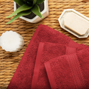 Egyptian Cotton Heavyweight 3 Piece Bath Towel Set - Red