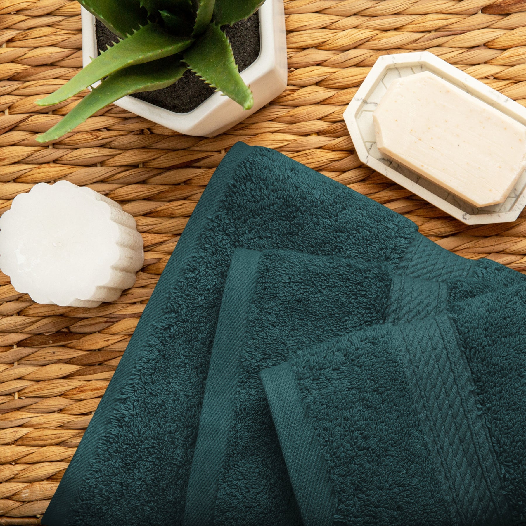 Egyptian Cotton Heavyweight 3 Piece Bath Towel Set - Teal