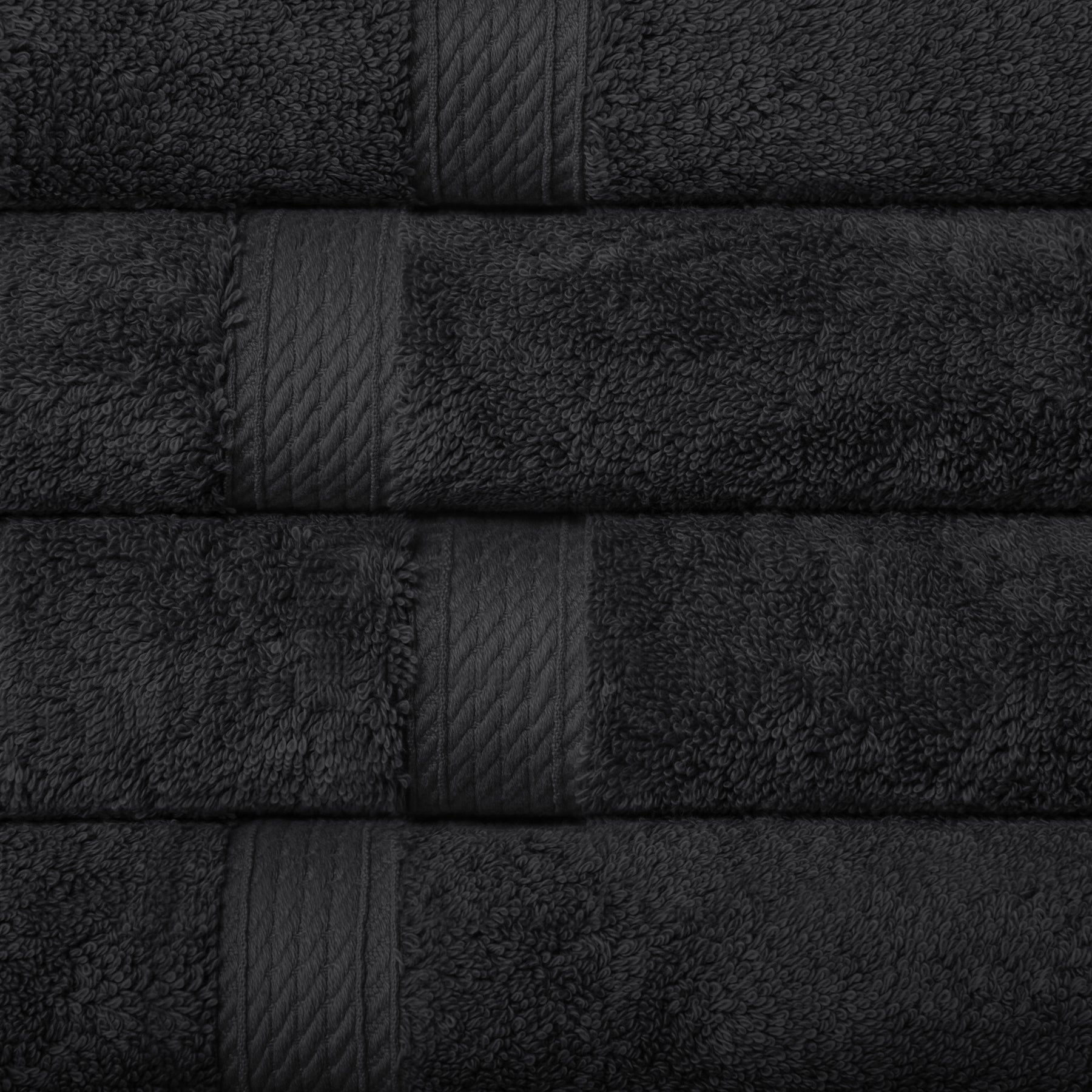 Solid Egyptian Cotton 4 Piece Hand Towel Set - Black