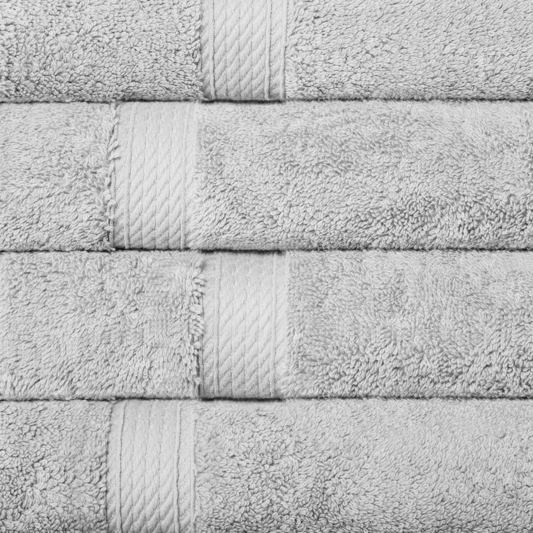 Superior Egyptian Cotton Plush Heavyweight Absorbent Luxury Soft 9-Piece Towel Set - Silver