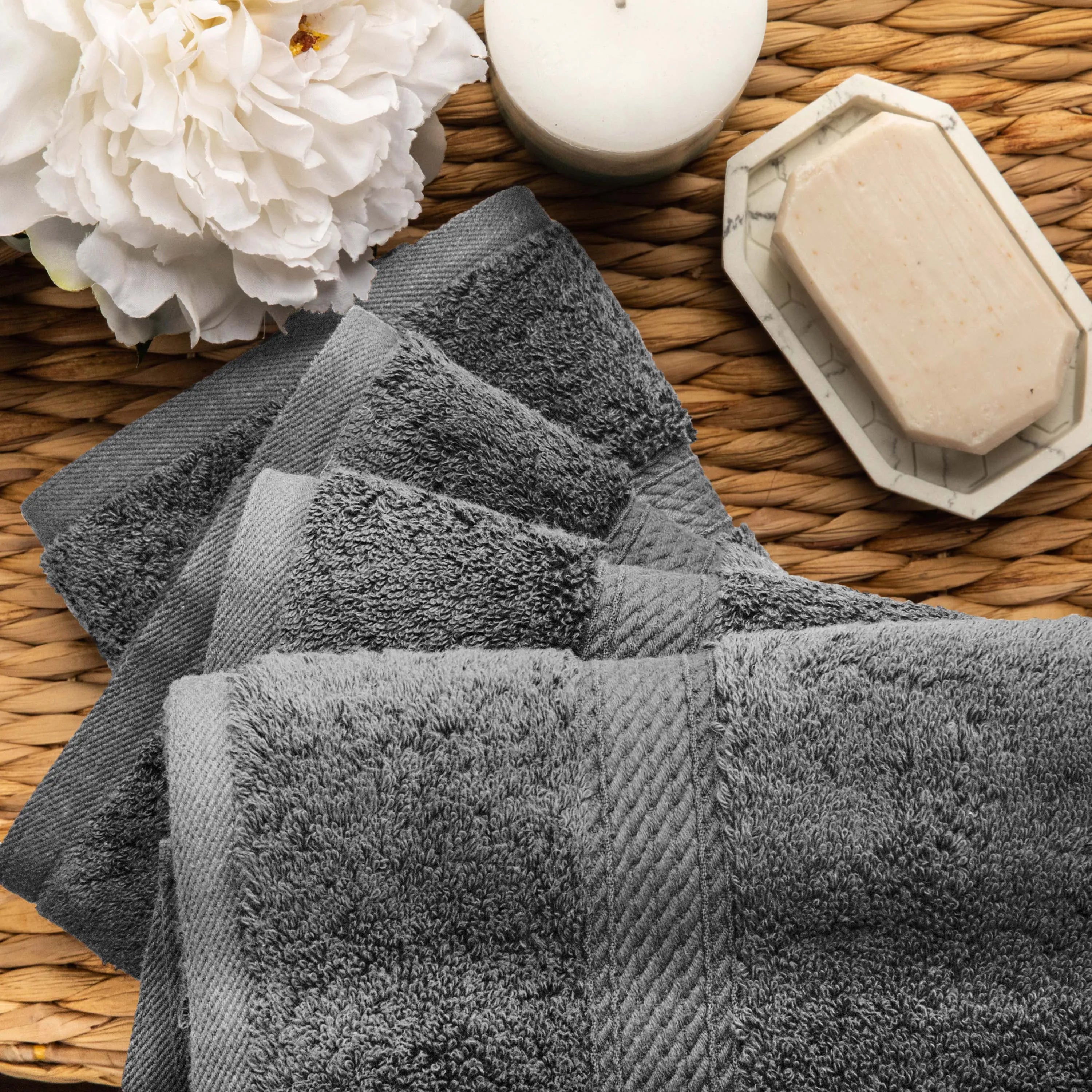 Madison Egyptian Cotton Plush Thick Absorbent Hand Towel Set of 4 - Egyptian Cotton Hand Towel by Superior Brand