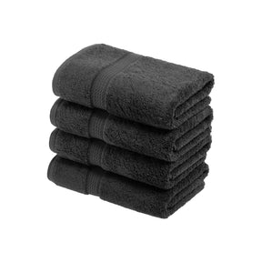 Solid Egyptian Cotton 4 Piece Hand Towel Set - Charcoal