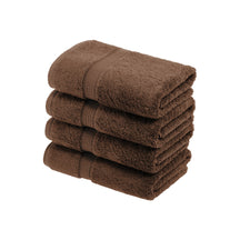 Solid Egyptian Cotton 4 Piece Hand Towel Set - Chocolate