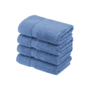 Solid Egyptian Cotton 4 Piece Hand Towel Set - Denim Blue