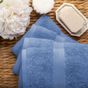 Solid Egyptian Cotton 4 Piece Hand Towel Set - Denim Blue