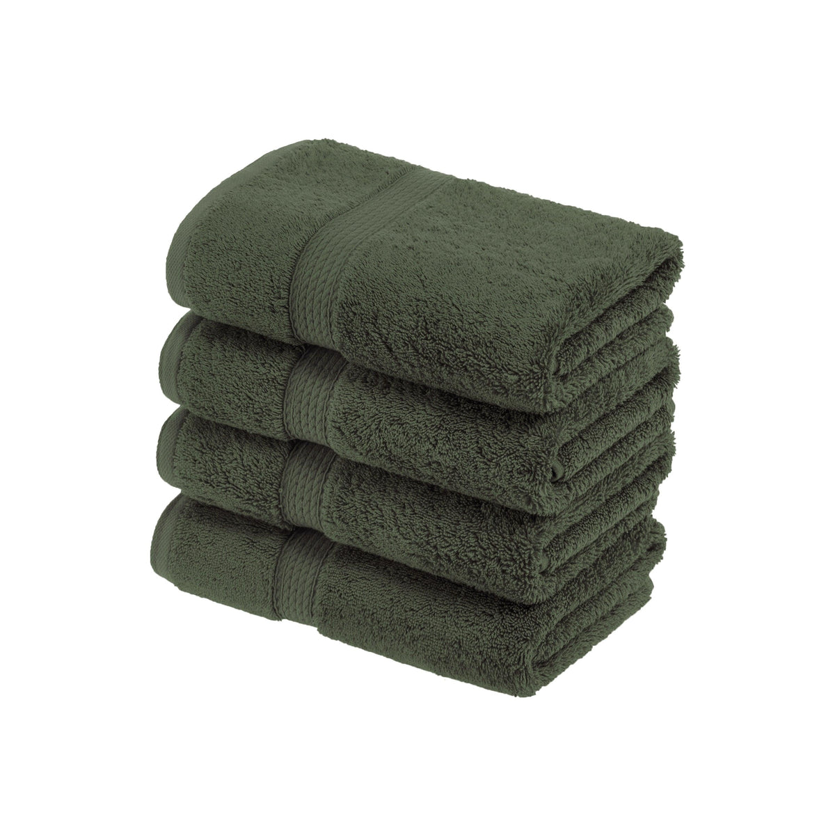 Solid Egyptian Cotton 4 Piece Hand Towel Set - Forest Green