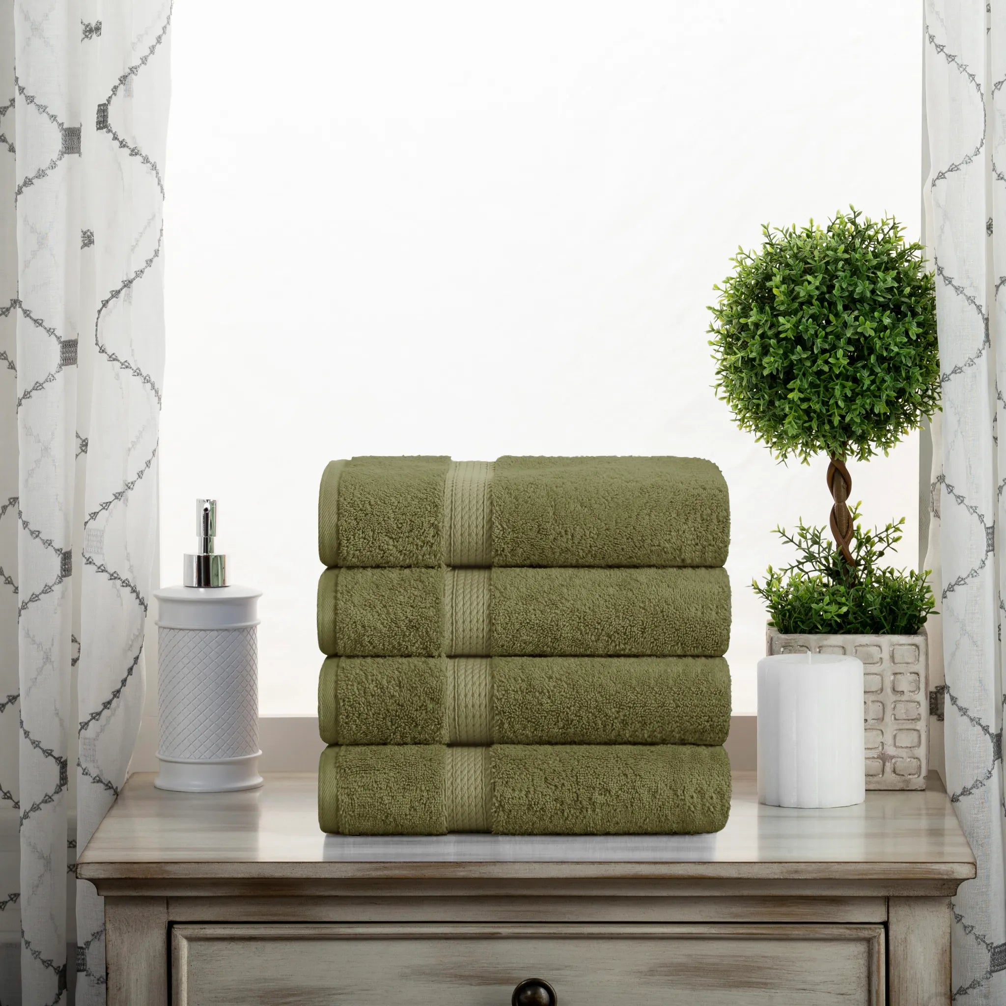 Egyptian Cotton Hand Towels 4-Piece Plush Set by Madison