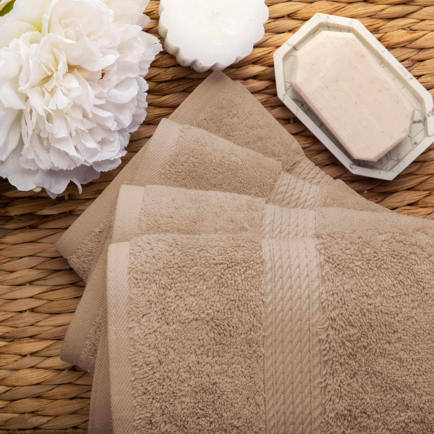 Solid Egyptian Cotton 4 Piece Hand Towel Set - Latte