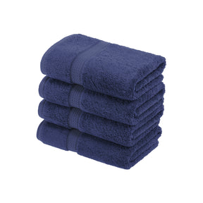 Solid Egyptian Cotton 4 Piece Hand Towel Set - Navy Blue