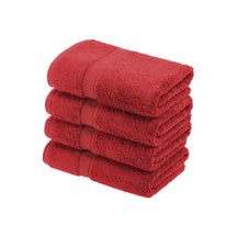 Solid Egyptian Cotton 4 Piece Hand Towel Set - Red