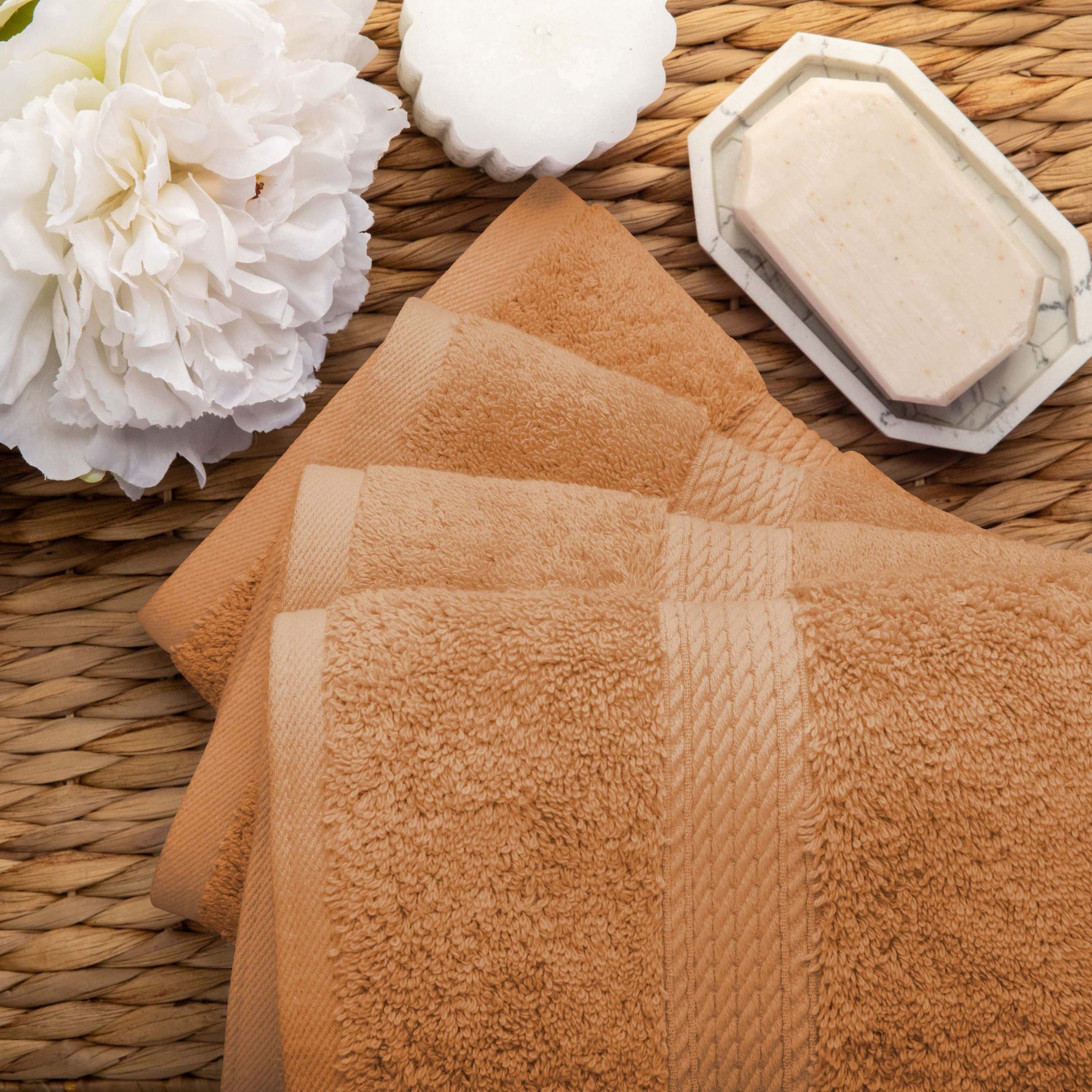 Superior Egyptian Cotton Plush Heavyweight Absorbent Luxury Soft 9-Piece Towel Set - Rust