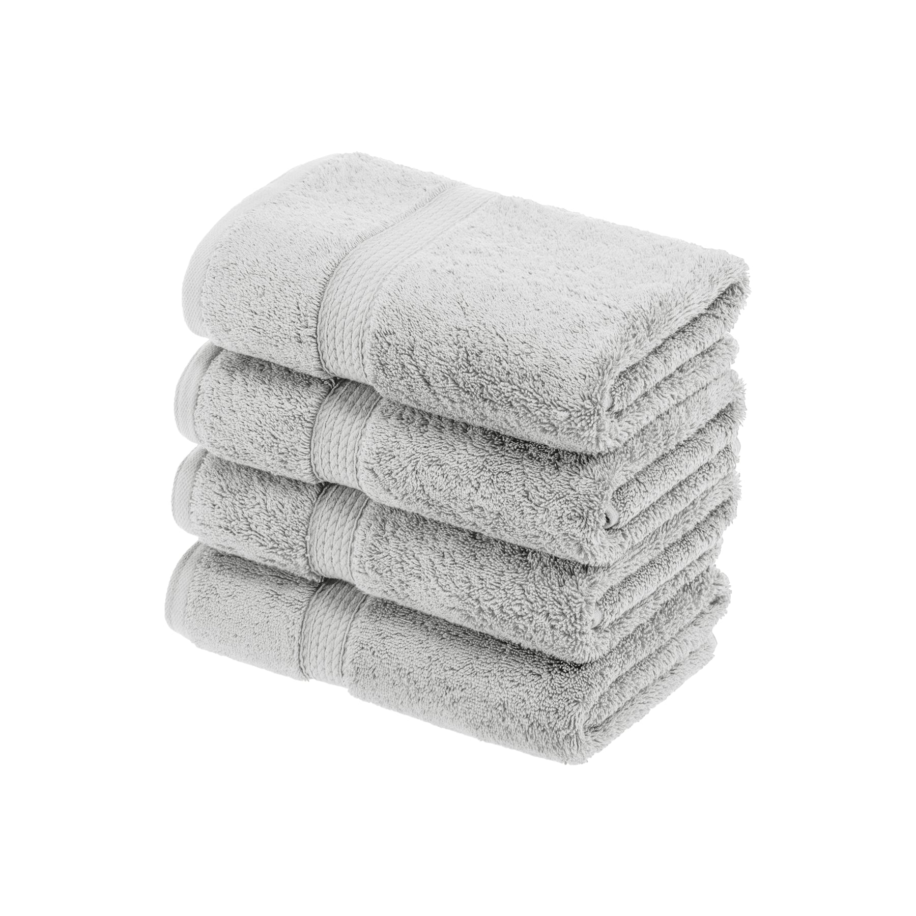 Solid Egyptian Cotton 4 Piece Hand Towel Set - Silver