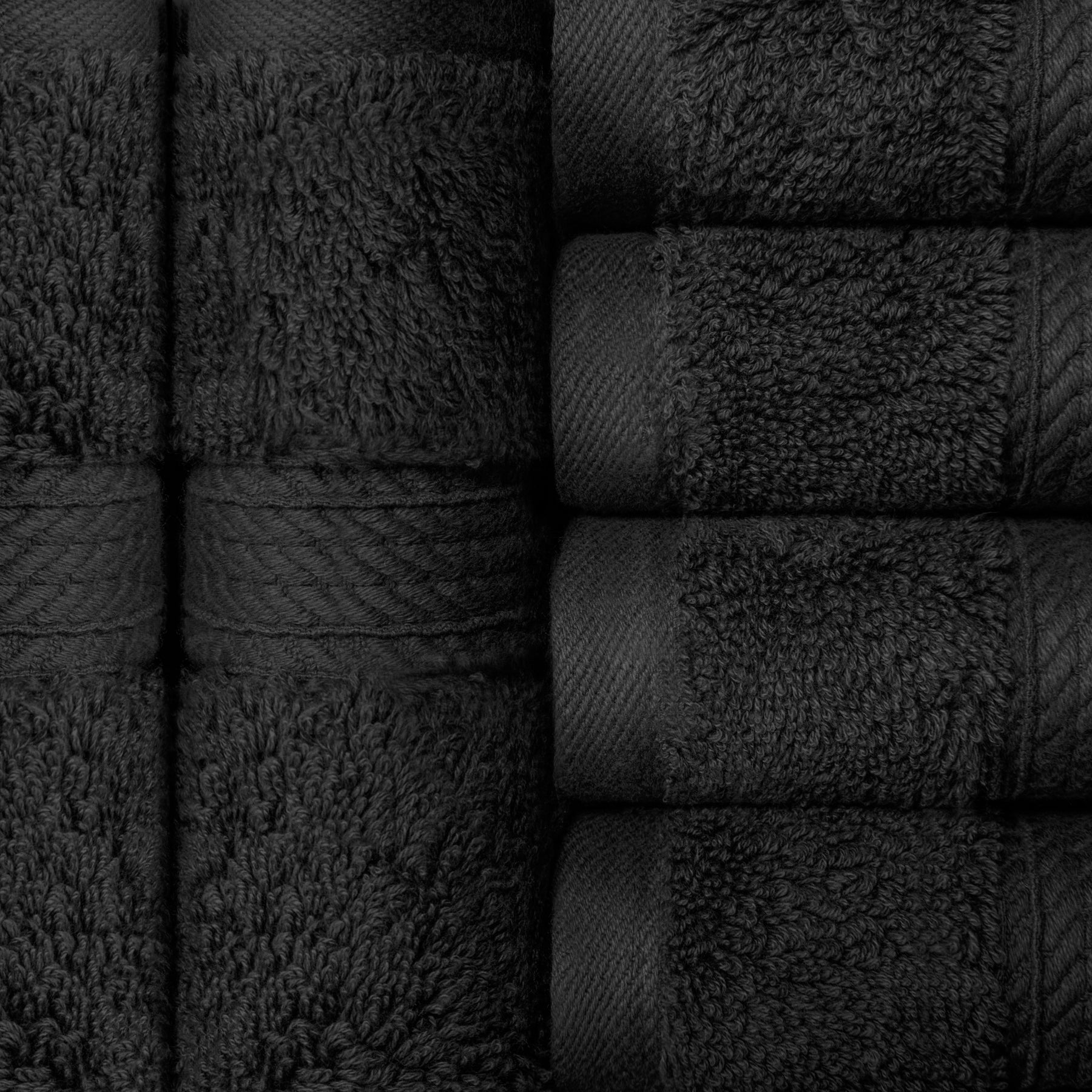 Egyptian Cotton Heavyweight 6 Piece Face Towel/ Washcloth Set - Black