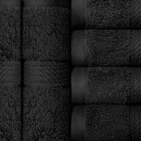 Egyptian Cotton Heavyweight 6 Piece Face Towel/ Washcloth Set - Black