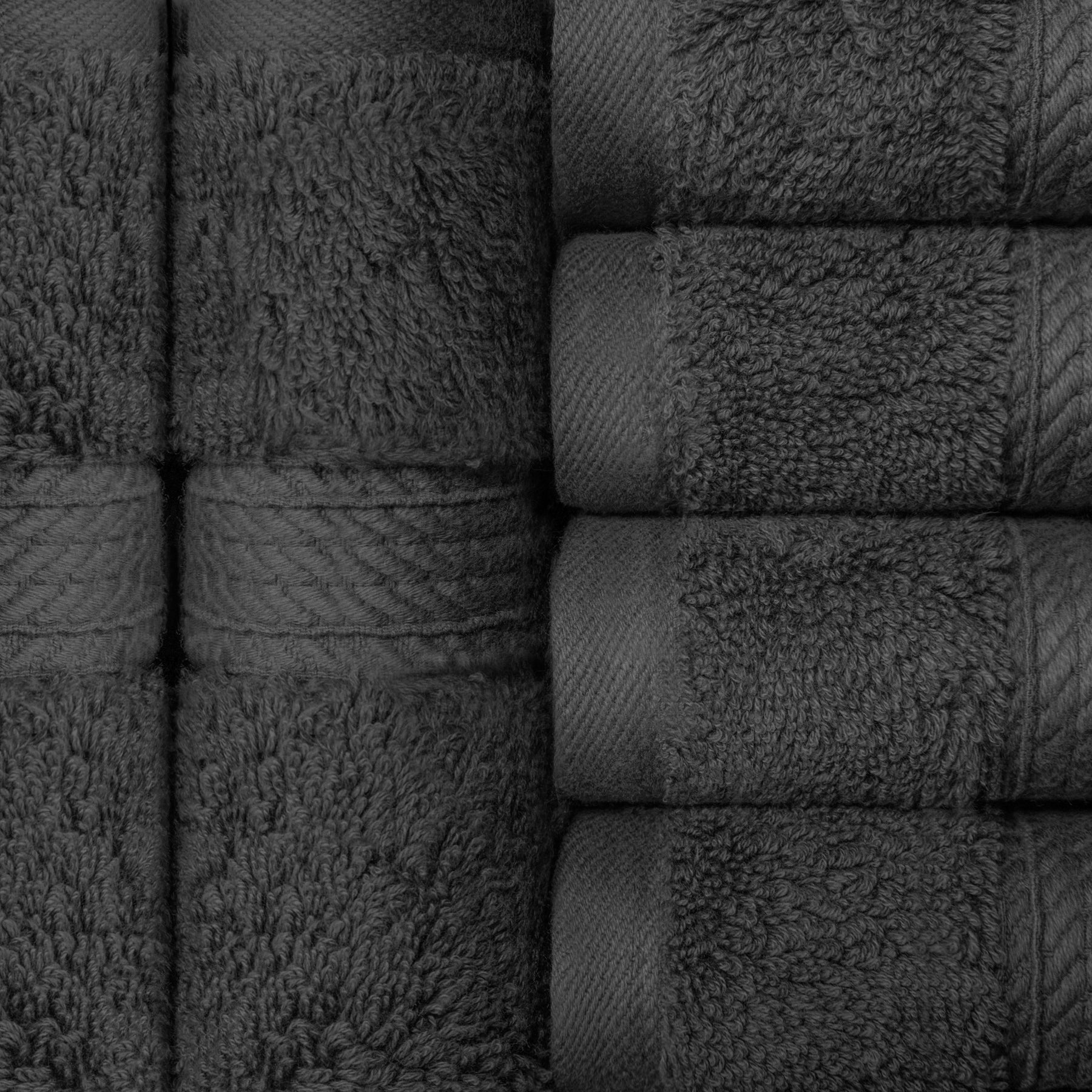 Egyptian Cotton Heavyweight 6 Piece Face Towel/ Washcloth Set - Charcoal