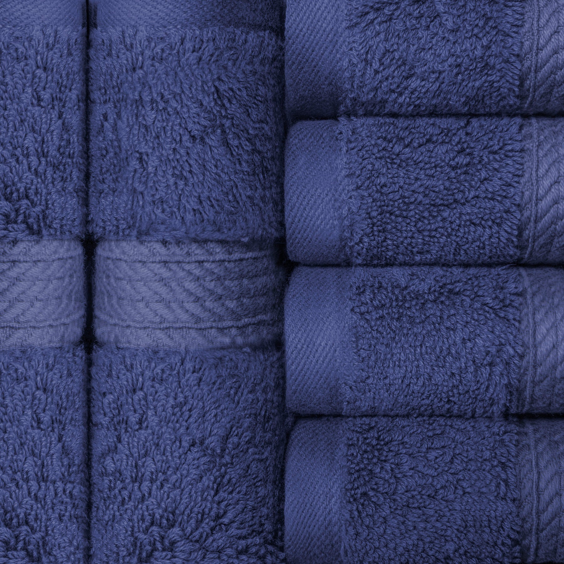 Egyptian Cotton Heavyweight 6 Piece Face Towel/ Washcloth Set - Navy Blue