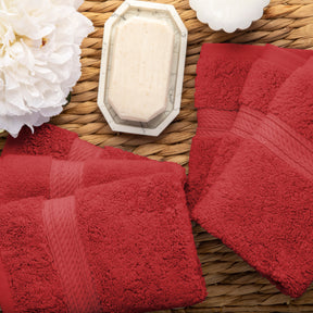 Egyptian Cotton Heavyweight 6 Piece Face Towel/ Washcloth Set - Red