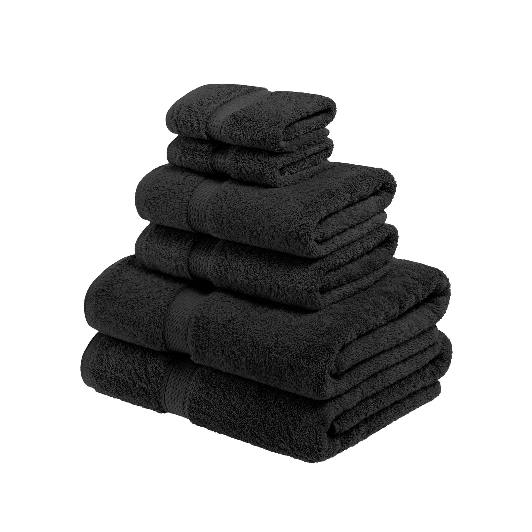 Superior Egyptian Cotton Heavyweight 6 Piece Bath Towel Set - Black