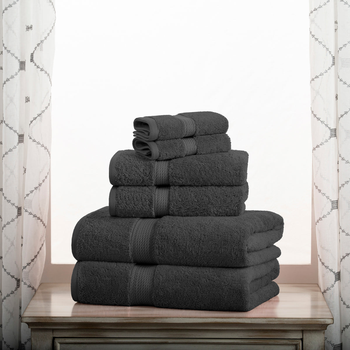 Egyptian Cotton Luxury Hand Towel, Set of Two, 50 x 85cm - Subtle Grey