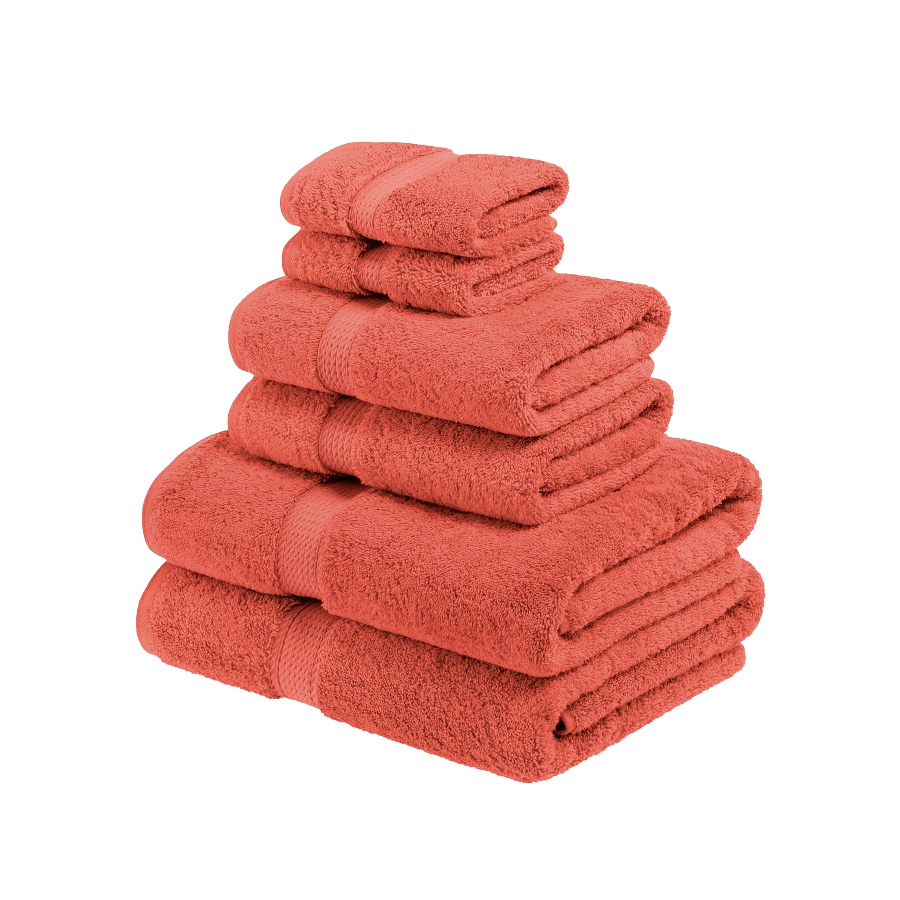 Superior Egyptian Cotton Heavyweight 6 Piece Bath Towel Set - Coral