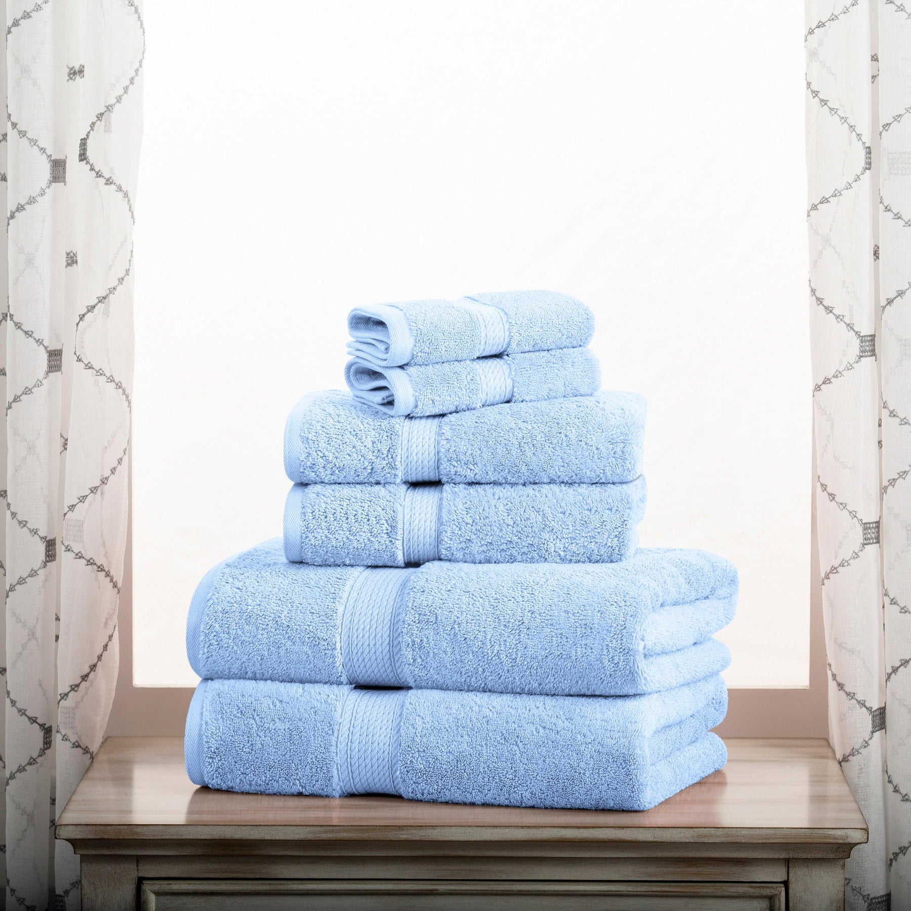 Sobel Westex Traditional 6 Piece Cotton Bath Towel Set, Blue 