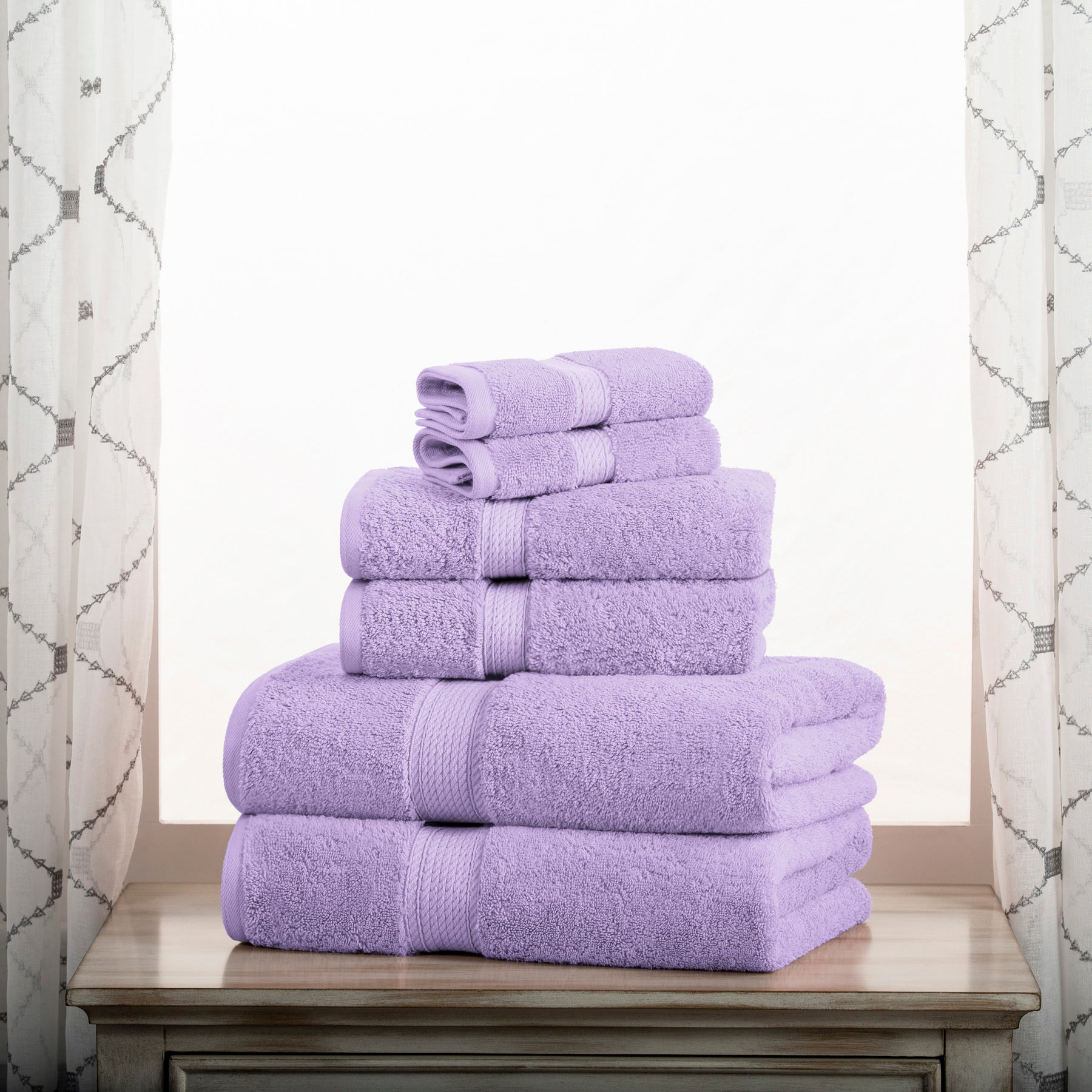Superior Egyptian Cotton Heavyweight 6 Piece Bath Towel Set - Purple