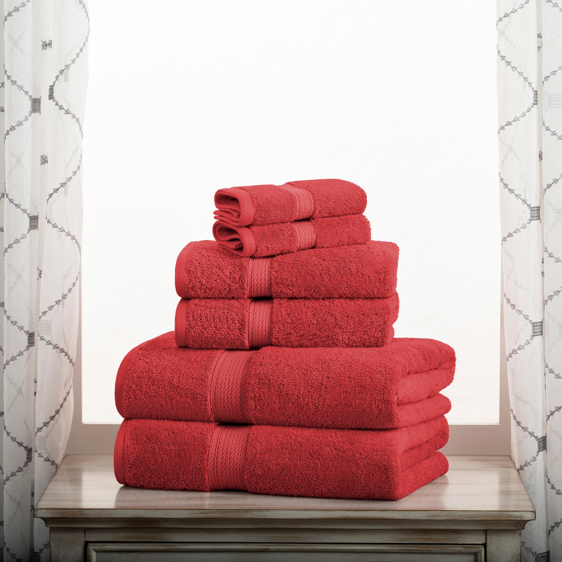 Cotton Assorted Bath Hand Face Towel Set by Superior 6 Pack